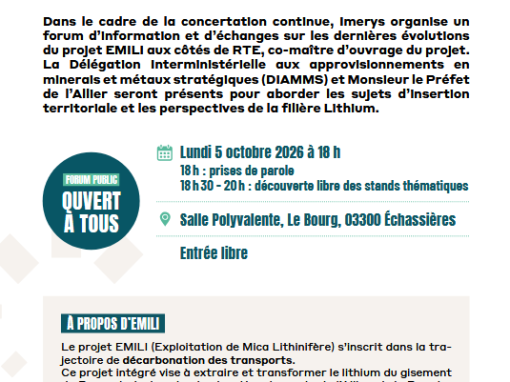 FORUM D&rsquo;INFORMATION – PROJET EMILI // ÉCHASSIÈRES (03)