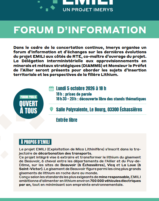 FORUM D&rsquo;INFORMATION – PROJET EMILI // ÉCHASSIÈRES (03)