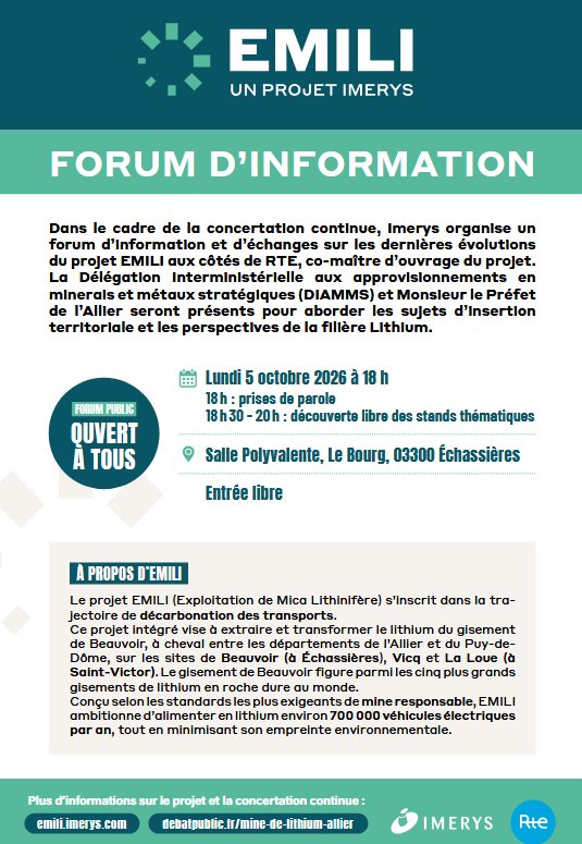 FORUM D&rsquo;INFORMATION – PROJET EMILI // ÉCHASSIÈRES (03)