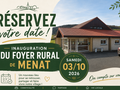 Inauguration Foyer Rural – 03 octobre 2026 Inauguration Foyer Rural – 03 octobre 2026