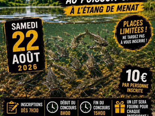 Concours de pêche au poisson chat – 22 août 2026 Concours de pêche au poisson chat – 22 août 2026