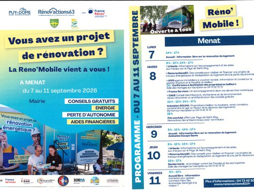 RÉNOV MOBIL A MENAT – DU 07 AU 11 SEPTEMBRE 2026 RÉNOV MOBIL A MENAT – DU 07 AU 11 SEPTEMBRE 2026