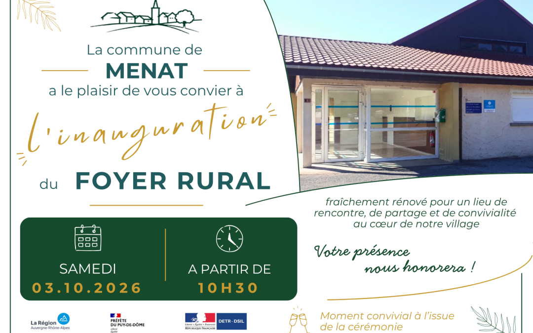 Inauguration Foyer Rural – 03 octobre 2026 10h30