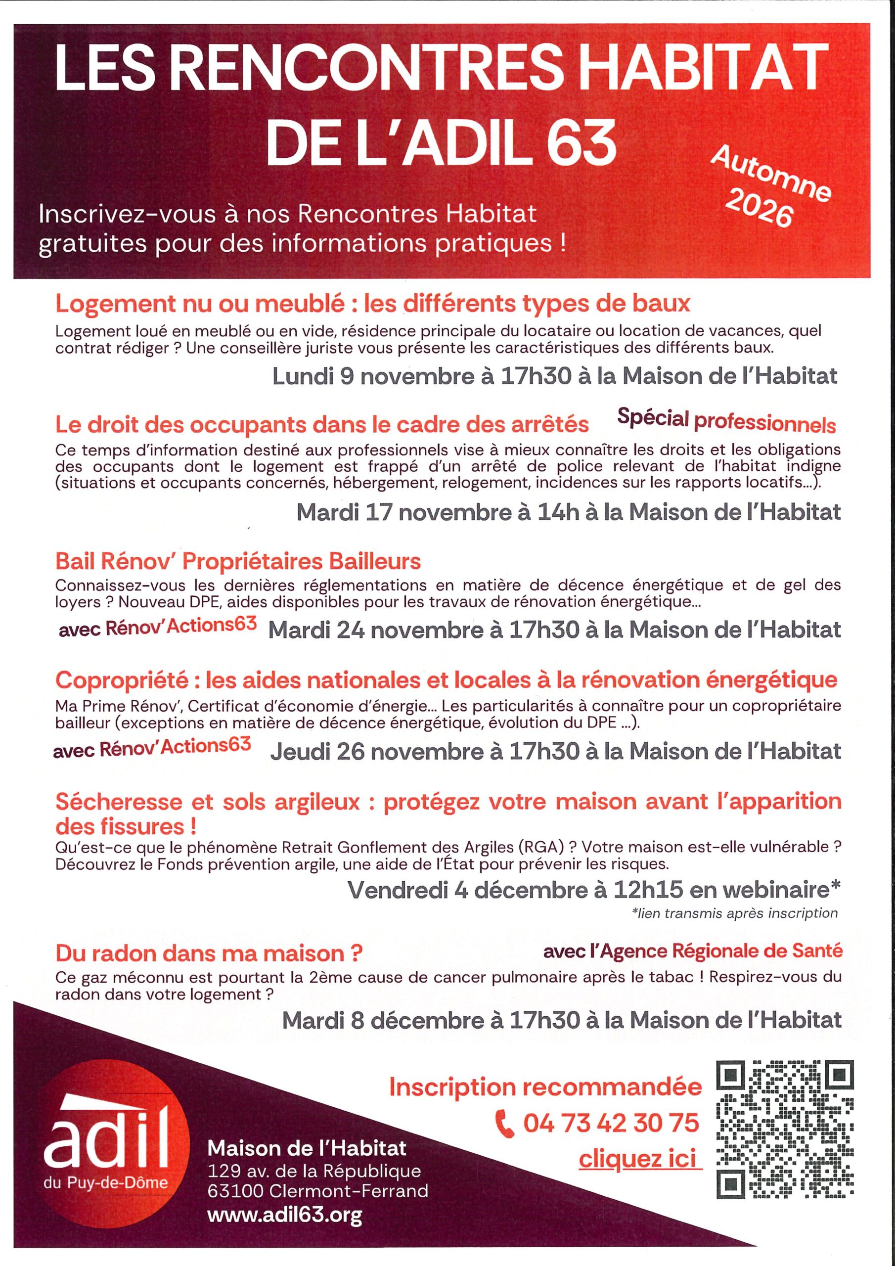 ADIL 63 – Les rencontres de l&rsquo;habitat / Automne 2026